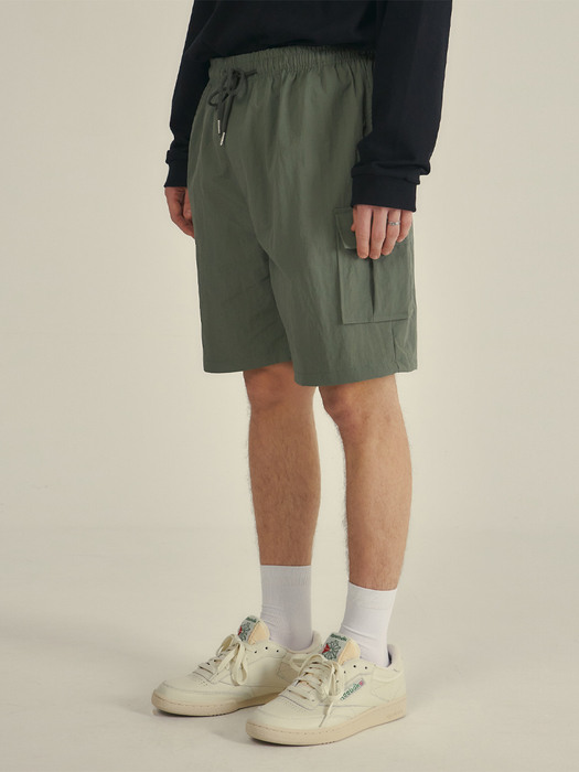 stone cago pocket banding shorts(4col)
