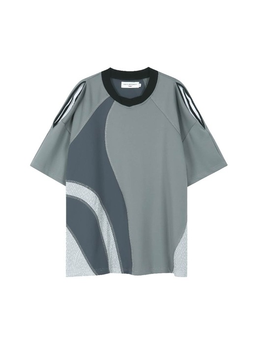 [ADIDAS REWORK SERIES] CURVED ASYMMETRIC RUGBY T-SHIRTS CHARCOAL