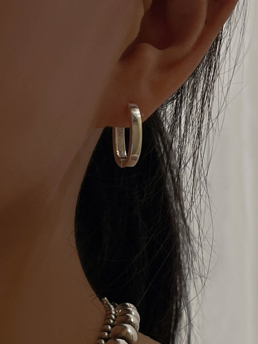 [92.5 silver]ellipse flat onetouch earrings