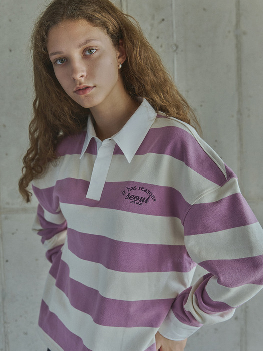 STRIPE RUGBY T-SHIRTS / PINK