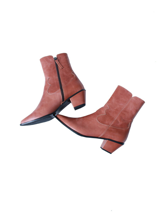 Ankle Western Boots (Rose Brown)
