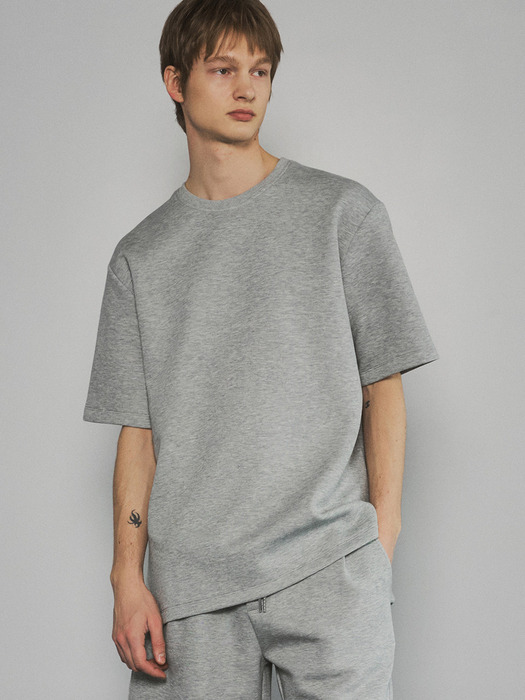 T20034 에센셜 루즈핏 반팔 티셔츠_Melange gray