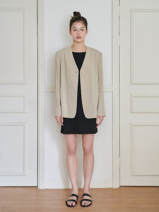 24N linen collarless minimal jacket [BE]