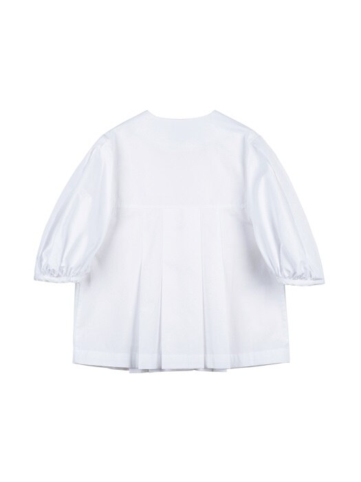 Isabelle Pleated Button Blouse_White