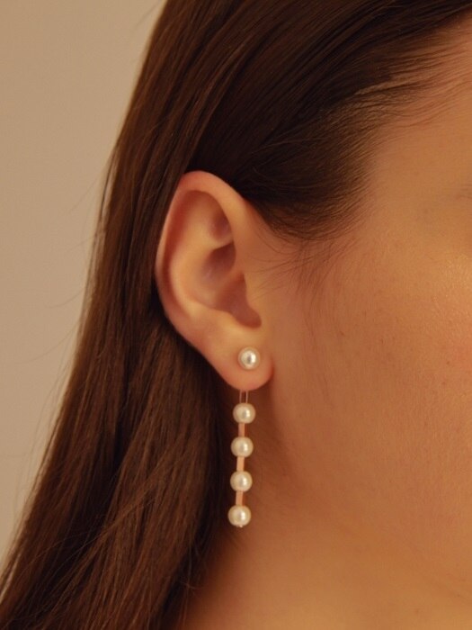 Pearl & Hematite Bar RG Earrings