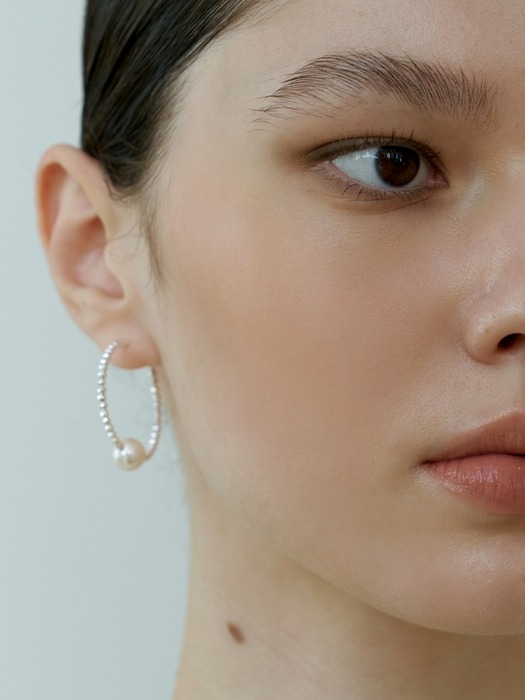Hematite & Pearl Ring Earrings