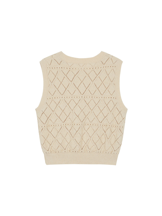 Cropped Knit Vest in Ivory VK3MV150-03