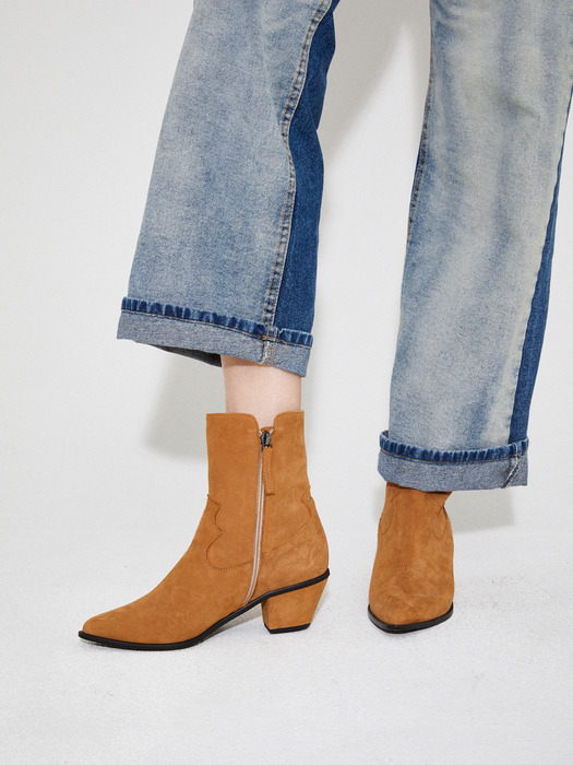 Ankle Western Boots (Camel Suede)