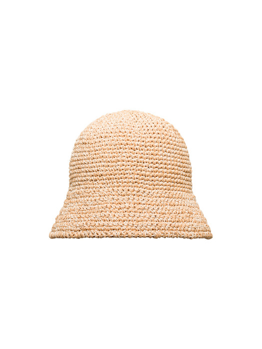 Knitting Straw Bonnet Hat - Beige