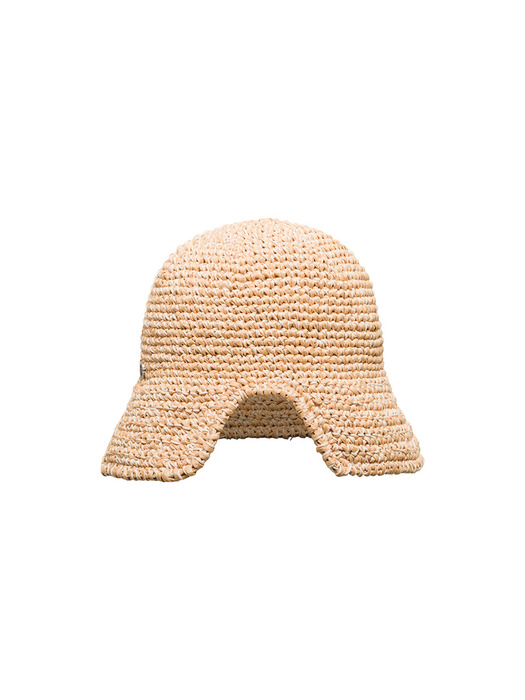 Knitting Straw Bonnet Hat - Beige