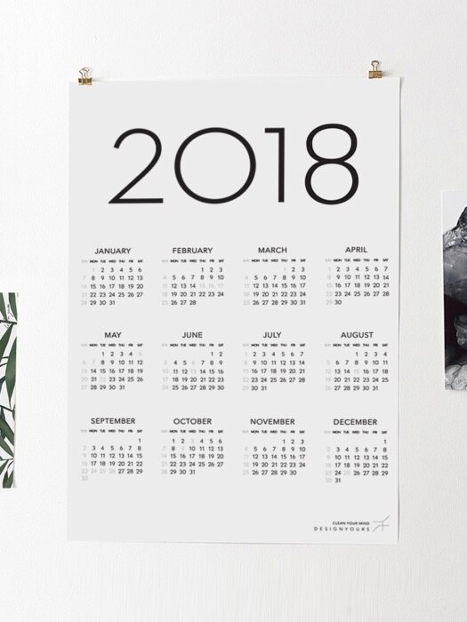디자인유얼스 2018 심플캘린더 포스터 50x70cm