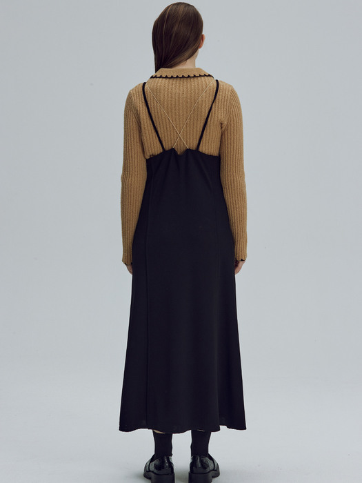 [단독기획] Jersey back point layered dress - 2color