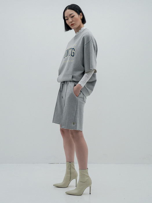Drawstring-Waist Cotton-Jersey Shorts[Grey(UNISEX)]_UTP-SP08