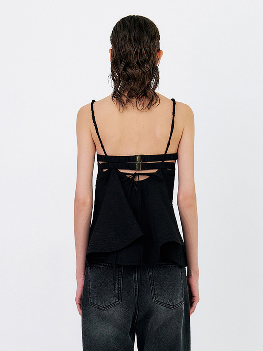 STRAPPY SLEEVELESS CAMISOLE TOP - BLACK