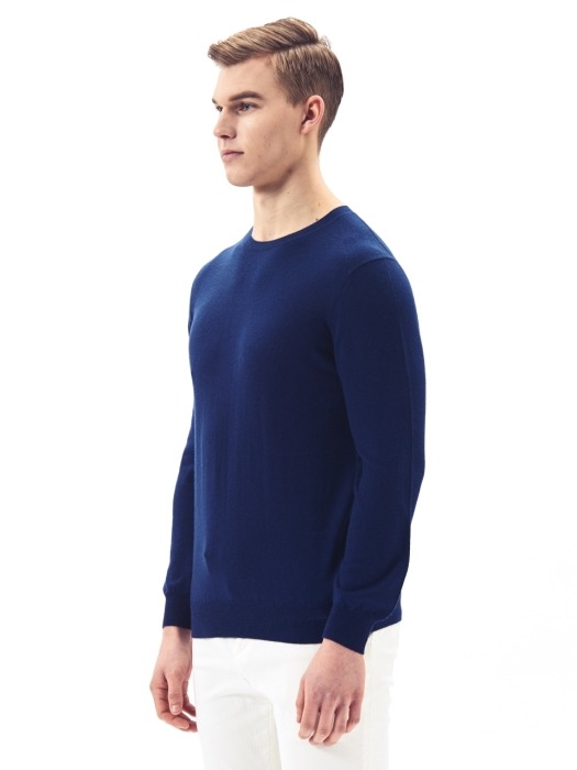 Wool Round Pullover #Ink Blue