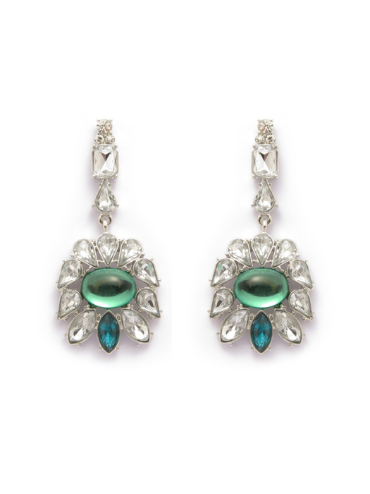 shining green flower earrings
