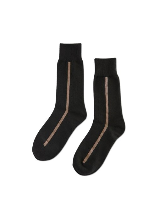 UNISEX Side Line Socks aaa078u(Black / Brown)