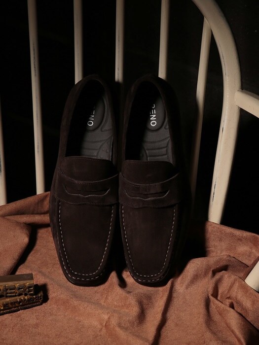 Suede Dark Brown Penny Loafer Driving#0110