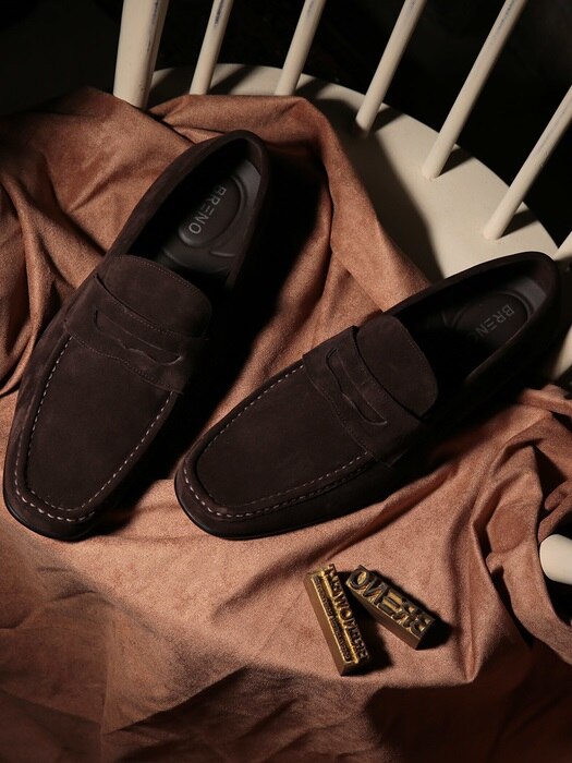 Suede Dark Brown Penny Loafer Driving#0110