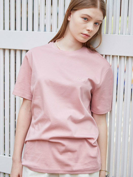 silket embroidered ½ T-shirts_pink
