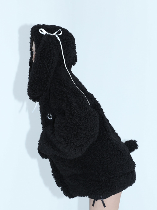 0 1 bunny fleece jacket - BLACK