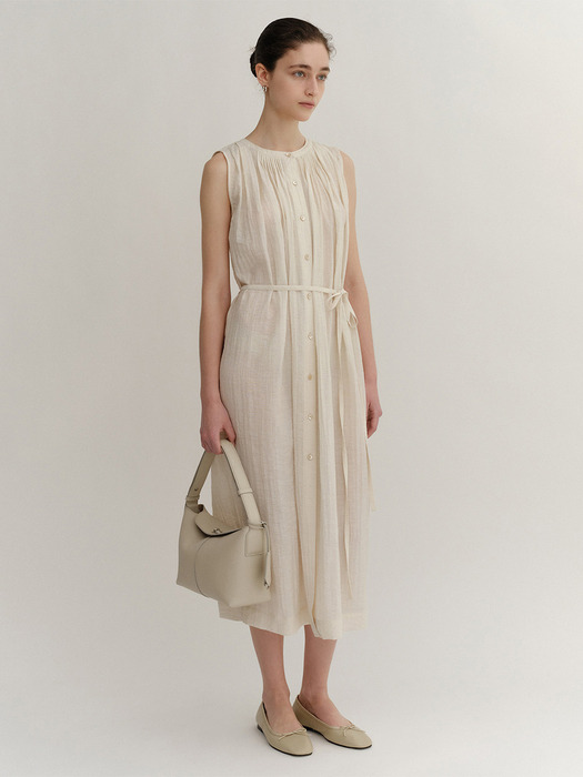 SS24 Clouet Flap Leather Tote Bag Ivory