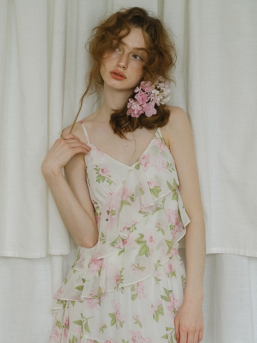 Cest_Irregular floral chiffon camisole