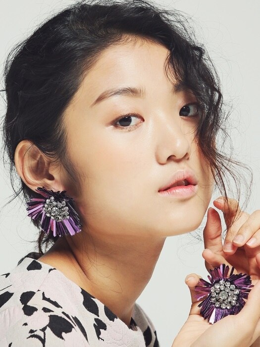 Mirabo vintage sequin flower earrings- Purple