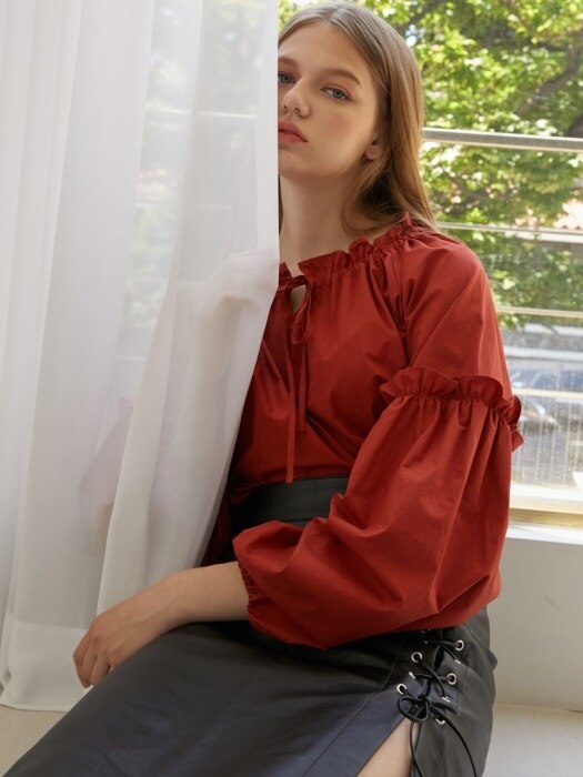monts771 cotton balloon sleeve blouse (burgundy)