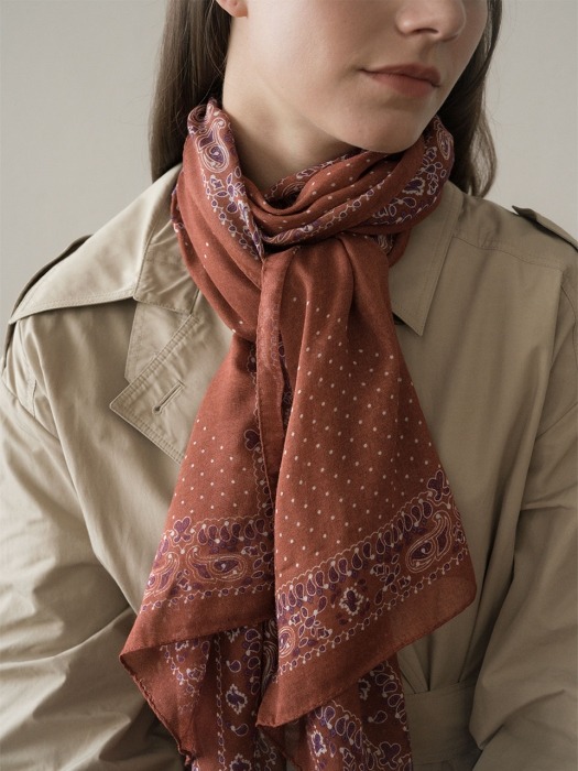dot paisley modal scarf-orange