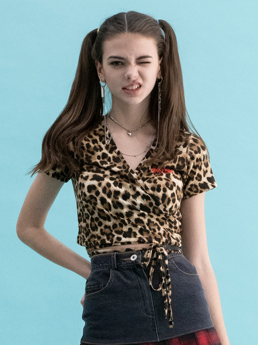 Leopard Cross T-shirts (BEIGE)