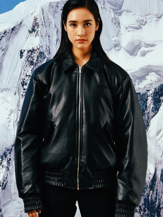 [UNISEX]CUL Reversible Leather and Paisley Bomber Jacket (Black)