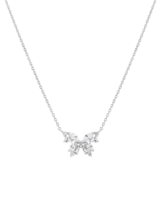 [Silver925]Clear Butterfly Pendant Necklace_NZ1144