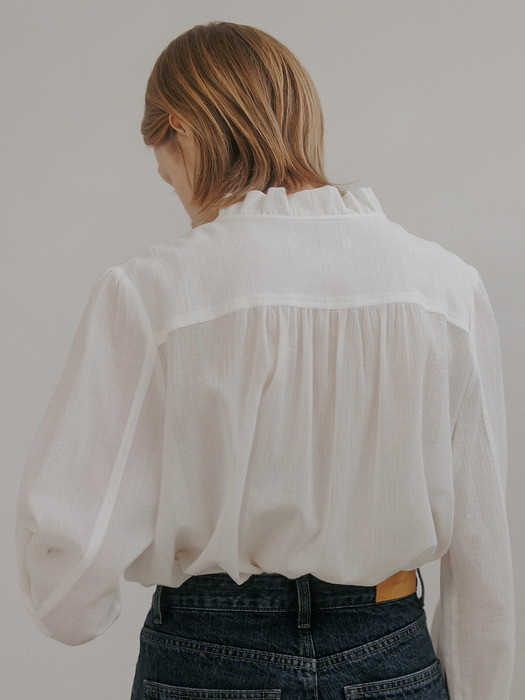 spring cotton pin-tuck blouse (white)
