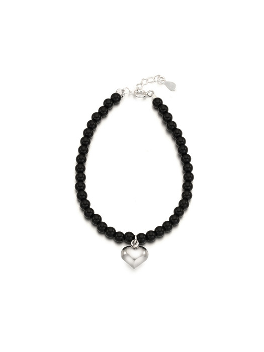 [silver925]Plump heart onix bracelet