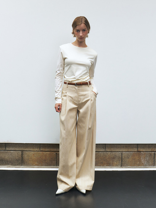 RTF STRIPE ONE TUCK TROUSERS_2COLORS