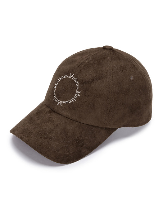 CIRCLE LOGO SUEDE BALL CAP IN BROWN