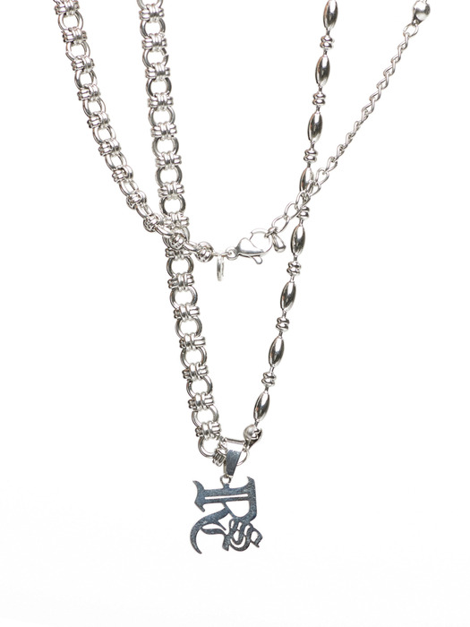 CHAIN MIXED LOGO NECKLACE - SURGICAL STEEL