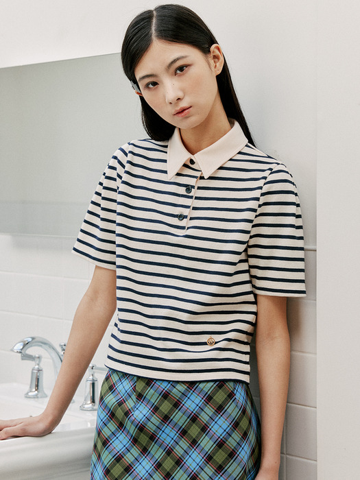 MARINA Stripe Collar T-Shirt(마리나)_CREAM