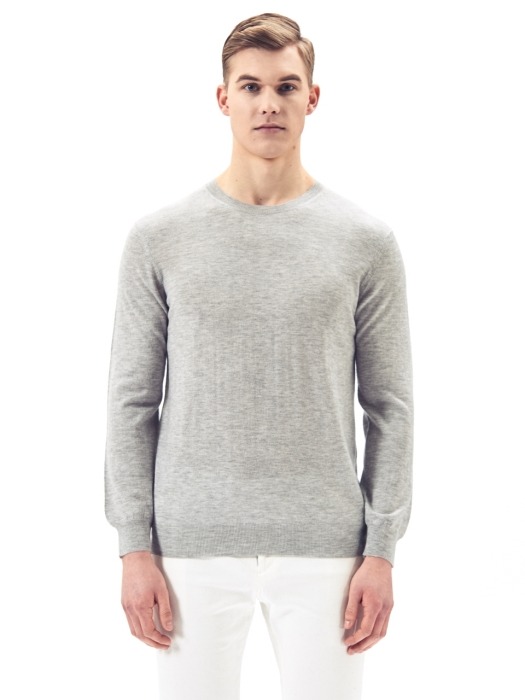 Wool Round Pullover #L.Grey