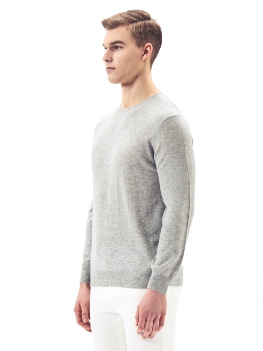 Wool Round Pullover #L.Grey