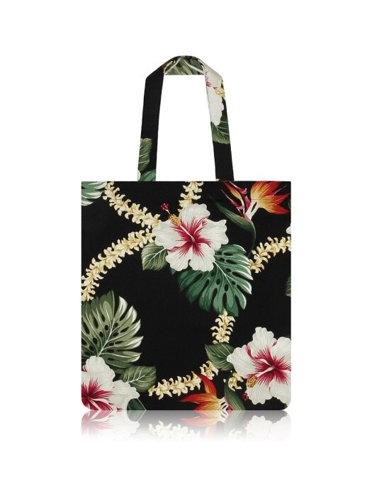 Layla Hawaiian Flat Tote Bag (Black)