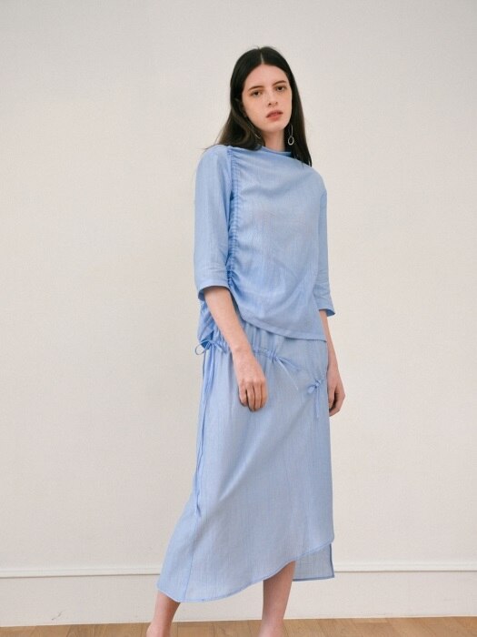 Shirring Blouse - Blue