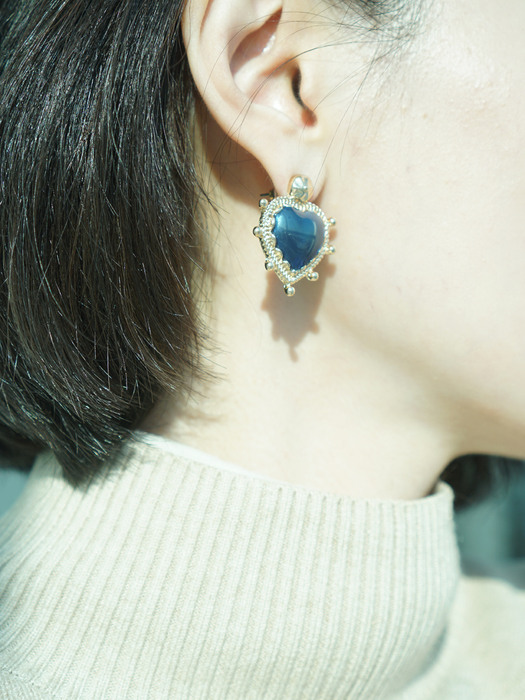 Deep blue heart earrings