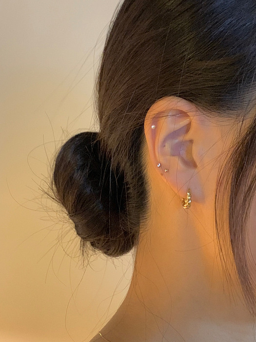 [단독] 14k gold 미니 이어링 세트 - 2mm 볼, 큐빅, 담수진주 귀걸이