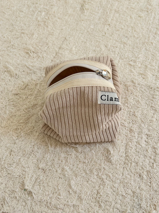 Clam round pouch _ Corduroy coconut