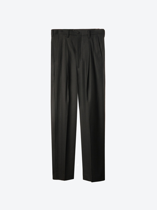 Pleated Wide-Leg Cashmere Trousers[Black(UNISEX)]_UTH-FP61