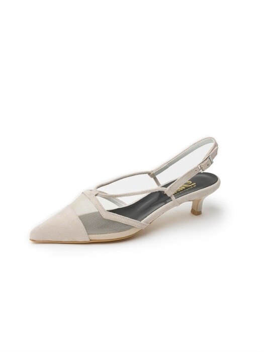beige pointed toe see-through suede sling back