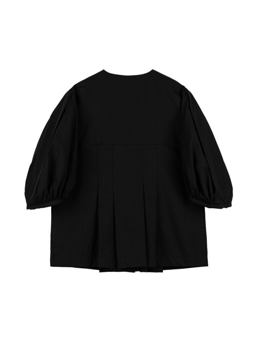 Isabelle Pleated Button Blouse_Black
