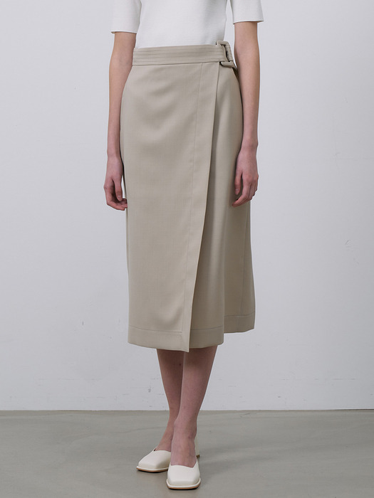 Wool Stitch lap skirt-Beige